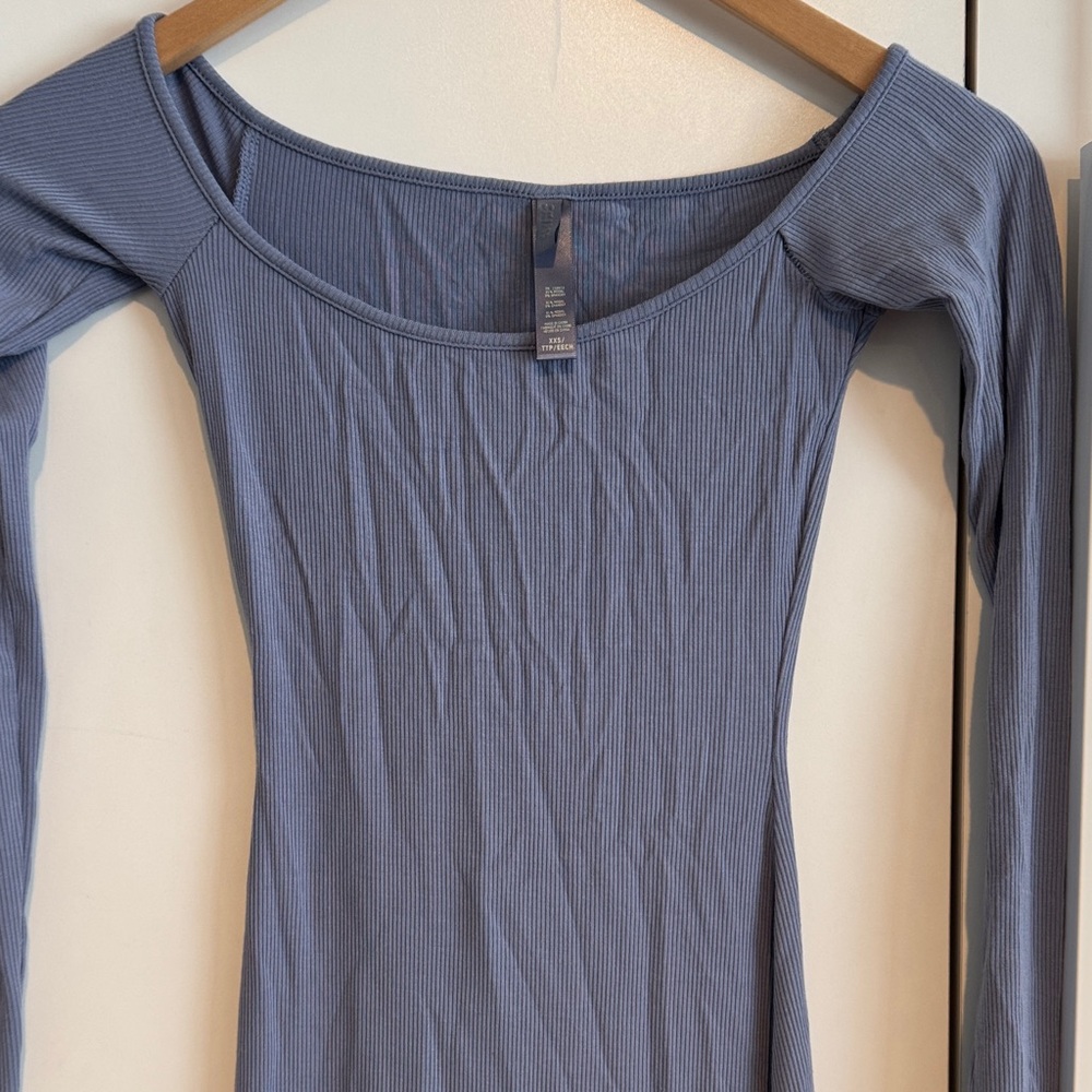 Skims Long Sleeve Ribbed mini dress
